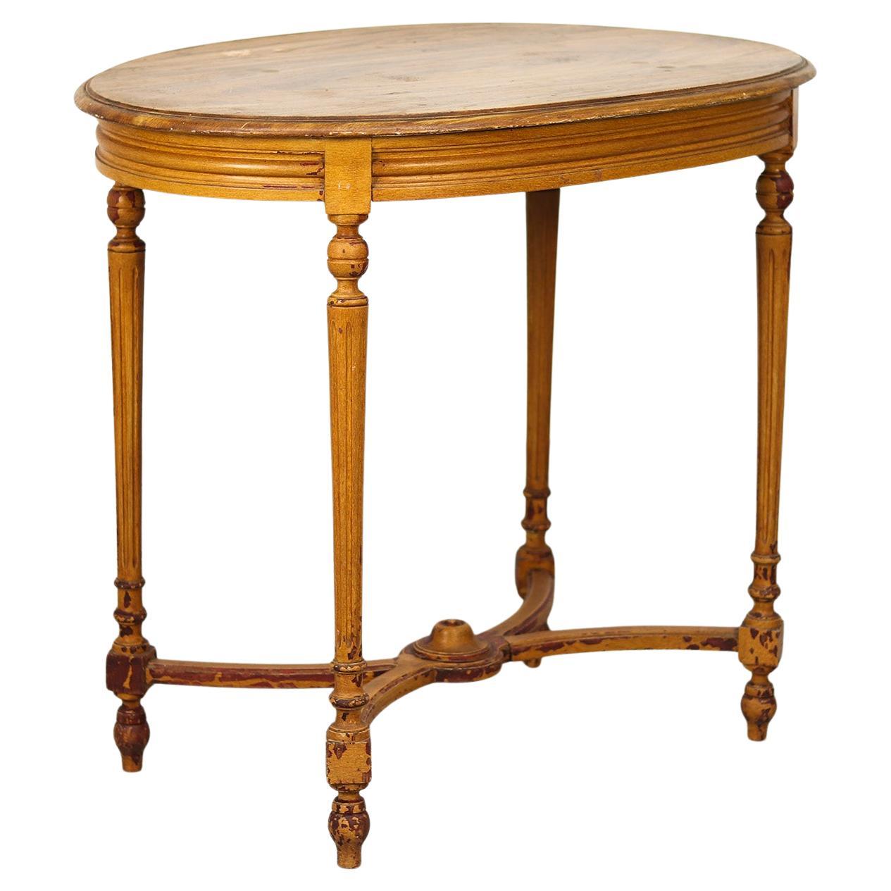 French Faux Bois Painted Side Table