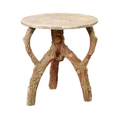 French Faux Bois Round Accent Table from the Mid-20th Century