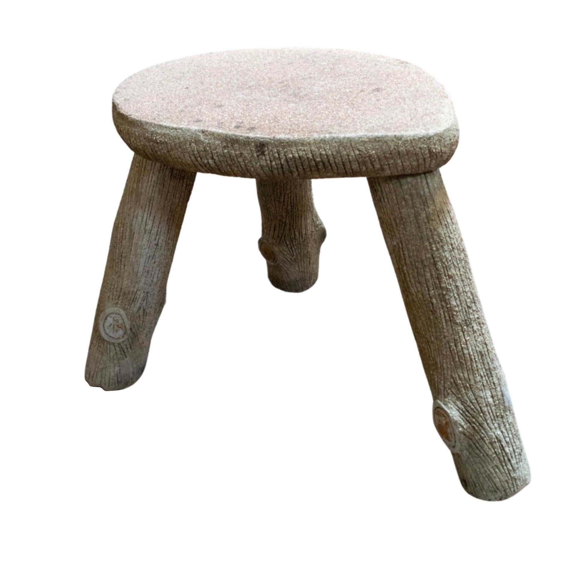 19th Century French Faux Bois Stool For Sale