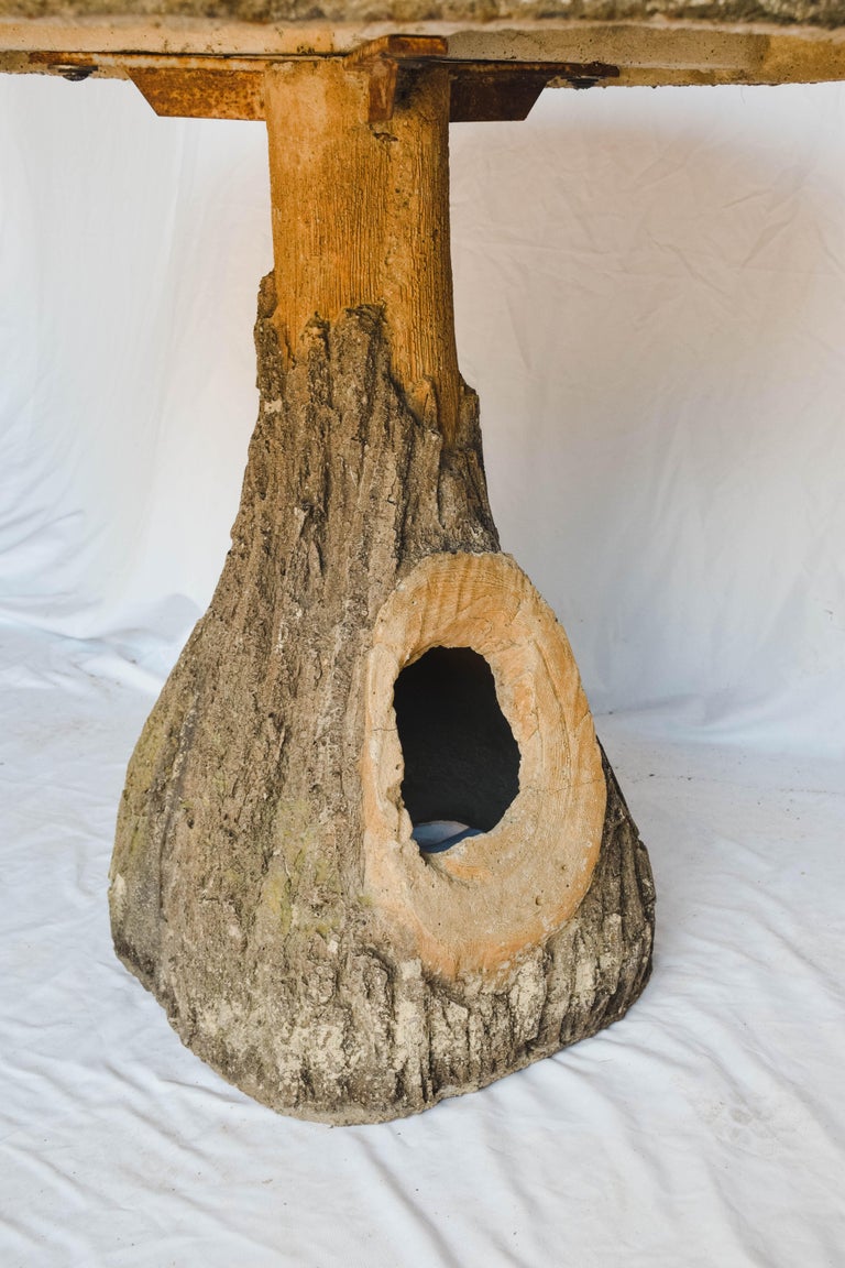 French Faux Bois Tree Stump Outdoor Garden, Porch or Patio Side Table