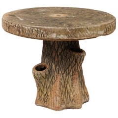 Vintage French Faux Bois Tree Stump Outdoor Garden, Porch or Patio Side Table