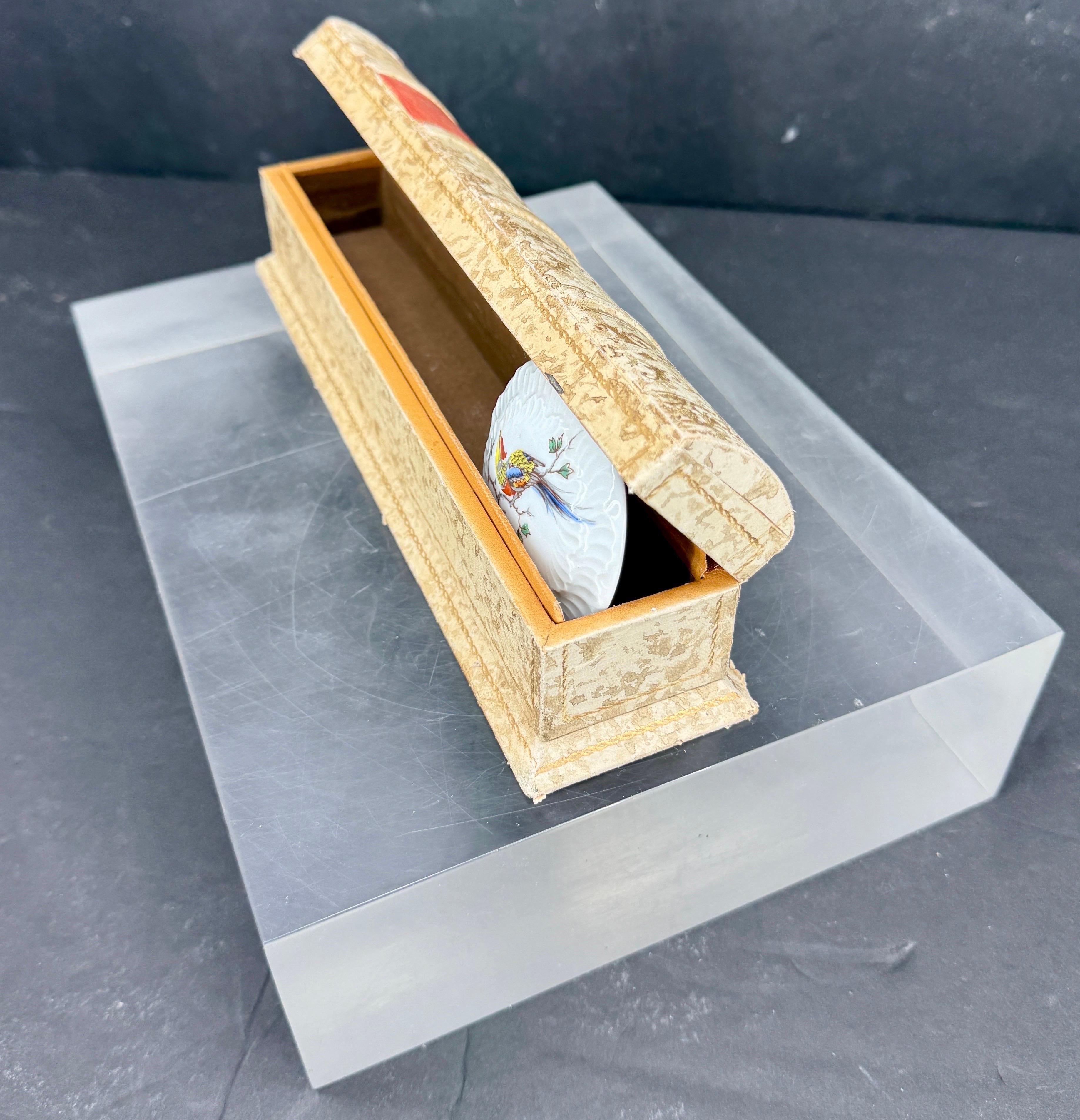 French Faux Book Gold Embossed Wood Pencil Artist Box For Sale 5