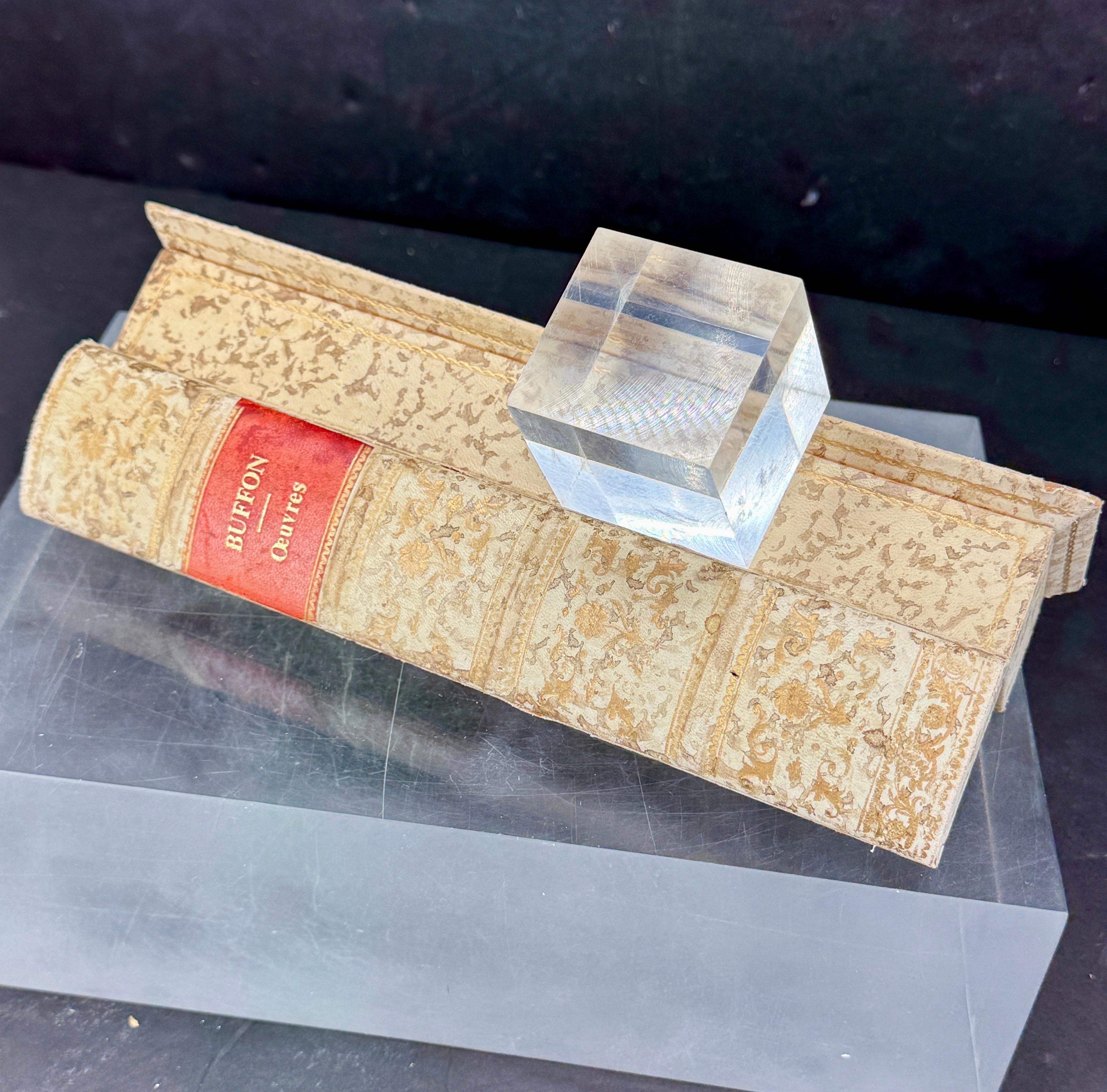 French Faux Book Gold Embossed Wood Pencil Artist Box For Sale 7
