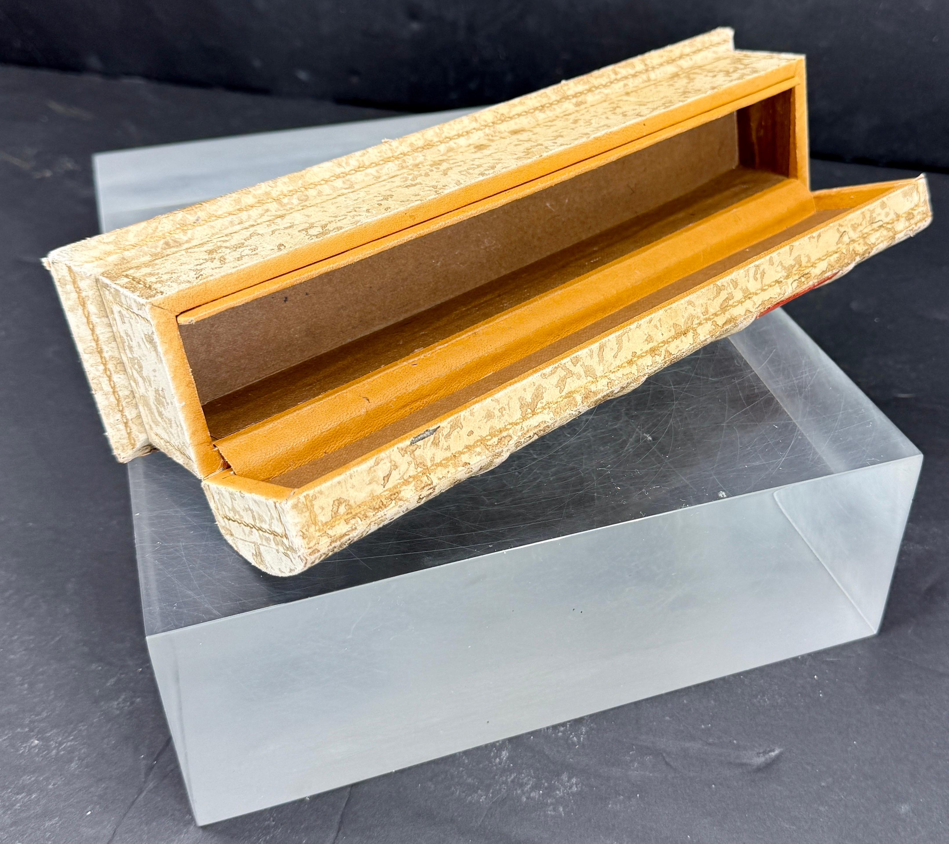 French Faux Book Gold Embossed Wood Pencil Artist Box For Sale 8