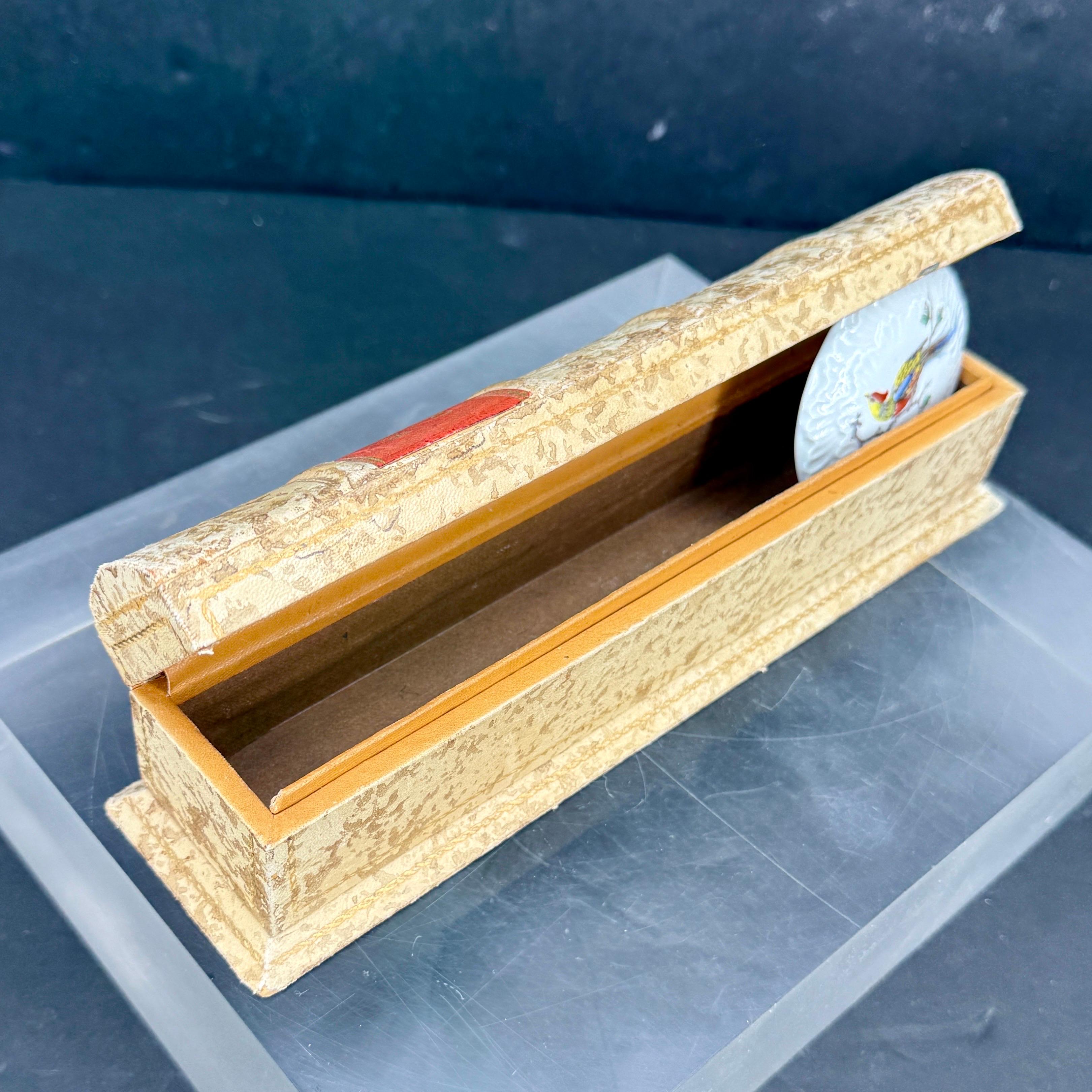 French Faux Book Gold Embossed Wood Pencil Artist Box For Sale 4