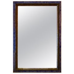 Specchio francese con cornice blu vibrante, fine del XIX secolo
