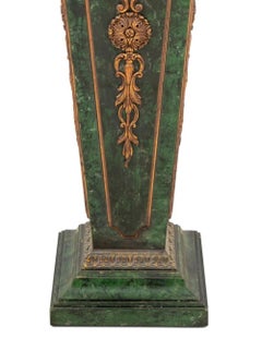 French Faux Green Marble and Gold Painted Pedestal