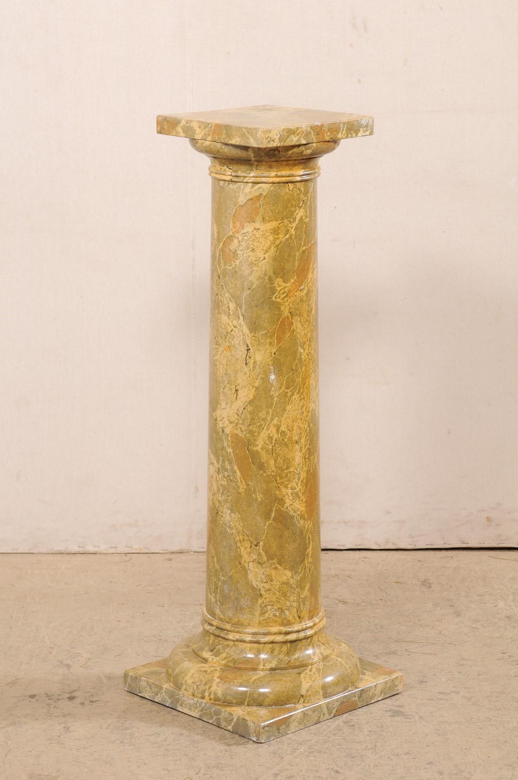 French Faux-Marble Painted Column Pedestal from the Mid-20th C For Sale 3