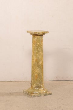 French Faux-Marble Painted Column Pedestal from the Mid-20th C