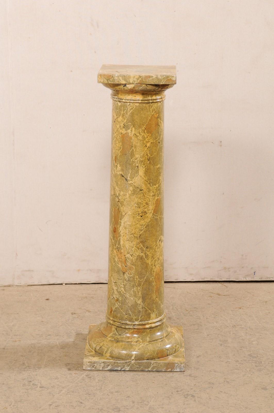 20th Century French Faux-Marble Painted Column Pedestal from the Mid-20th C For Sale