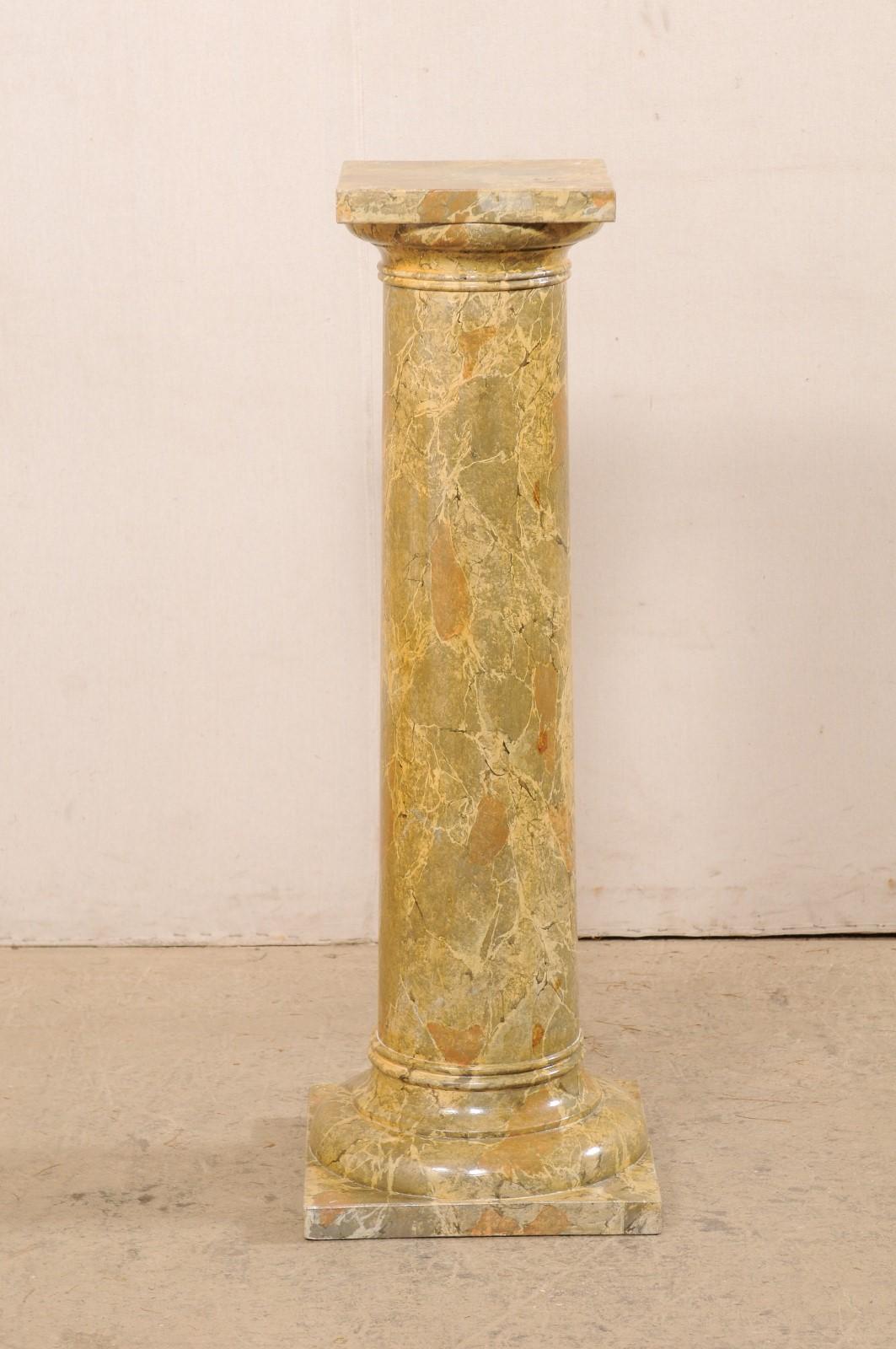 French Faux-Marble Painted Column Pedestal from the Mid-20th C For Sale 1