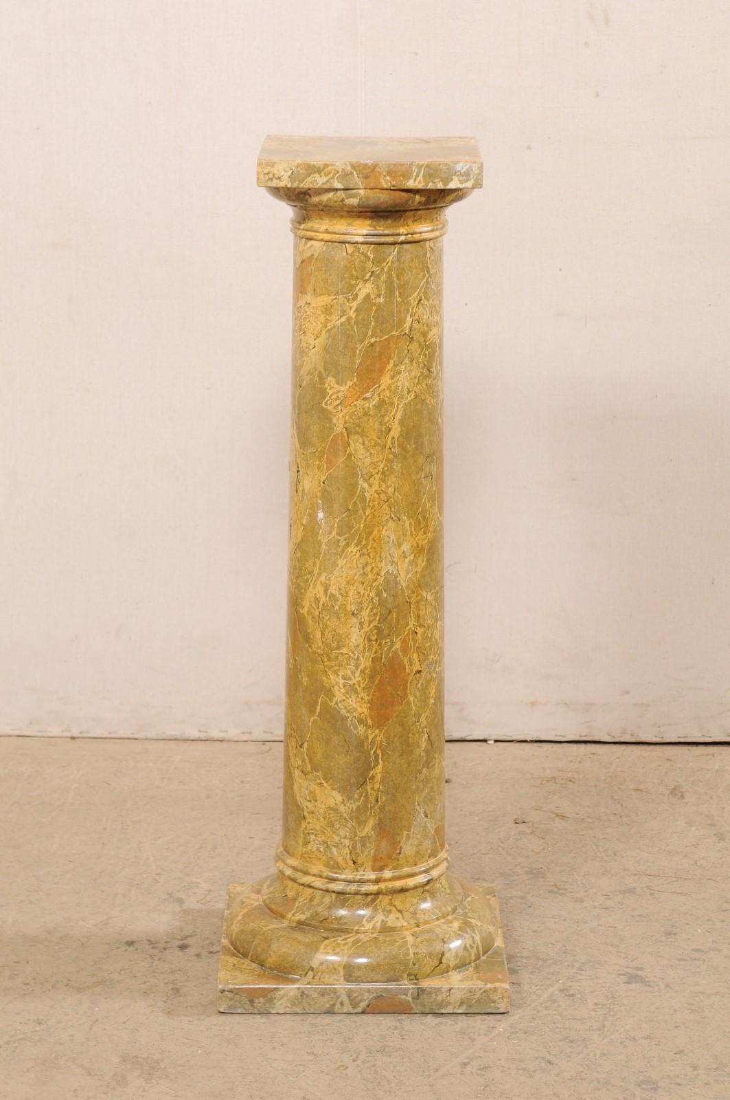 French Faux-Marble Painted Column Pedestal from the Mid-20th C For Sale 2