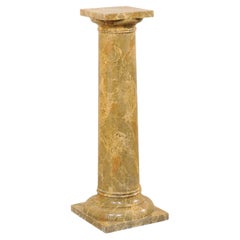 Vintage French Faux-Marble Painted Column Pedestal from the Mid-20th C