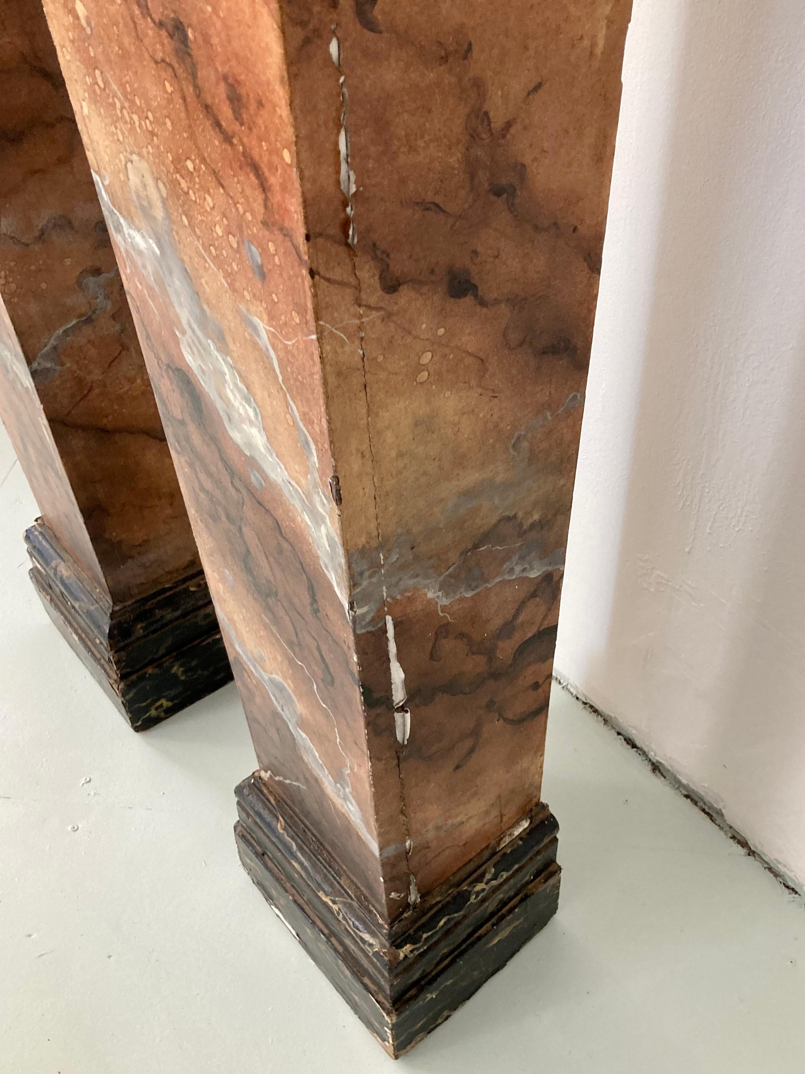 French Faux Marble Wood Pedestals, a Pair For Sale 7