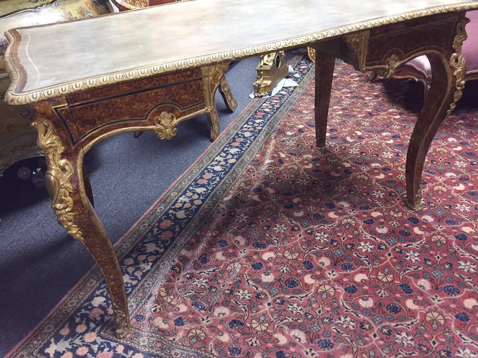 French Faux Tortoise Shell Bureau Plat Desk, 19th Century 4