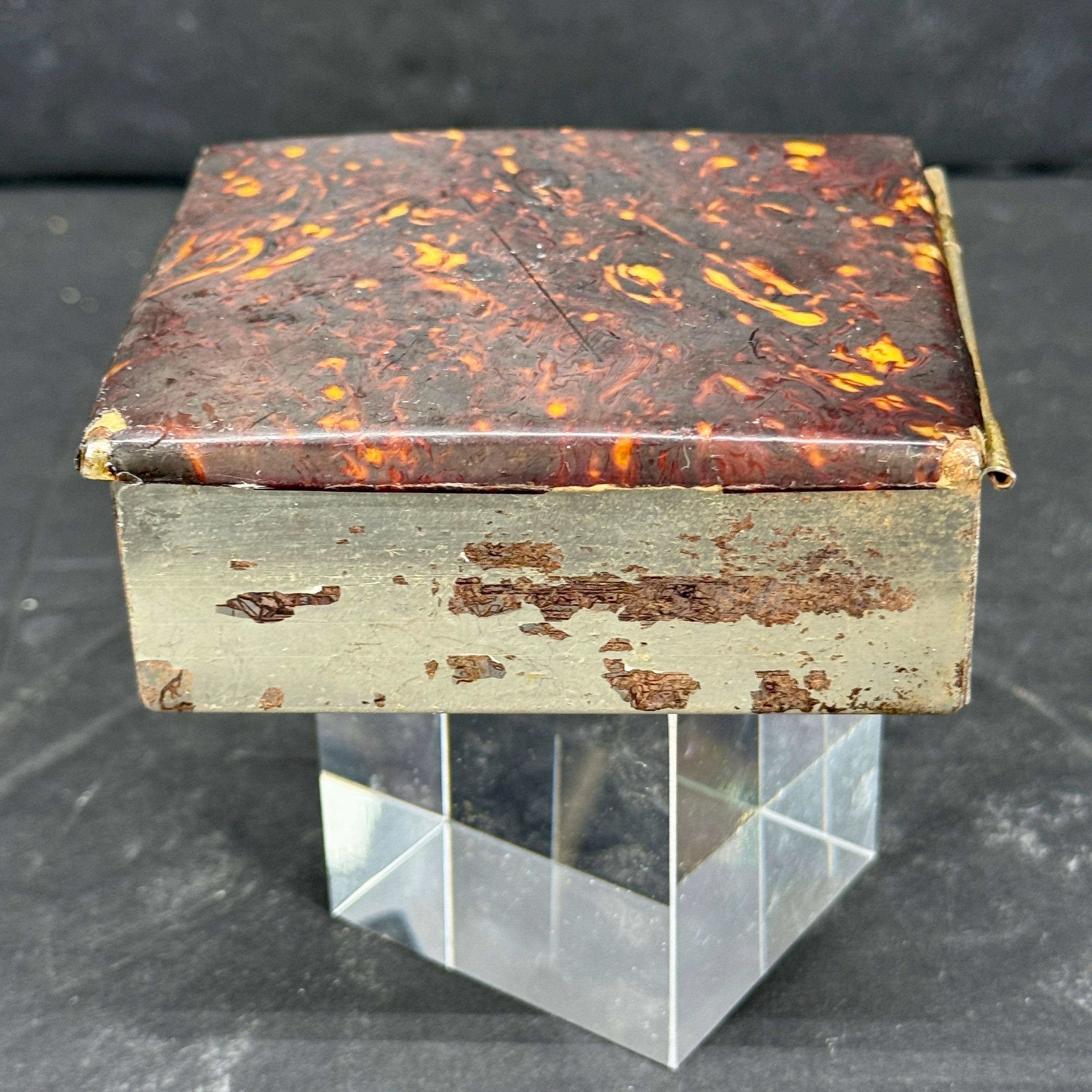 20th Century French Faux Tortoise Shell Cigarette Snuff Tobacco Box For Sale