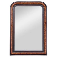 French Faux Tortoiseshell and Ebonized Mirror with Rounded Corners, circa 1920