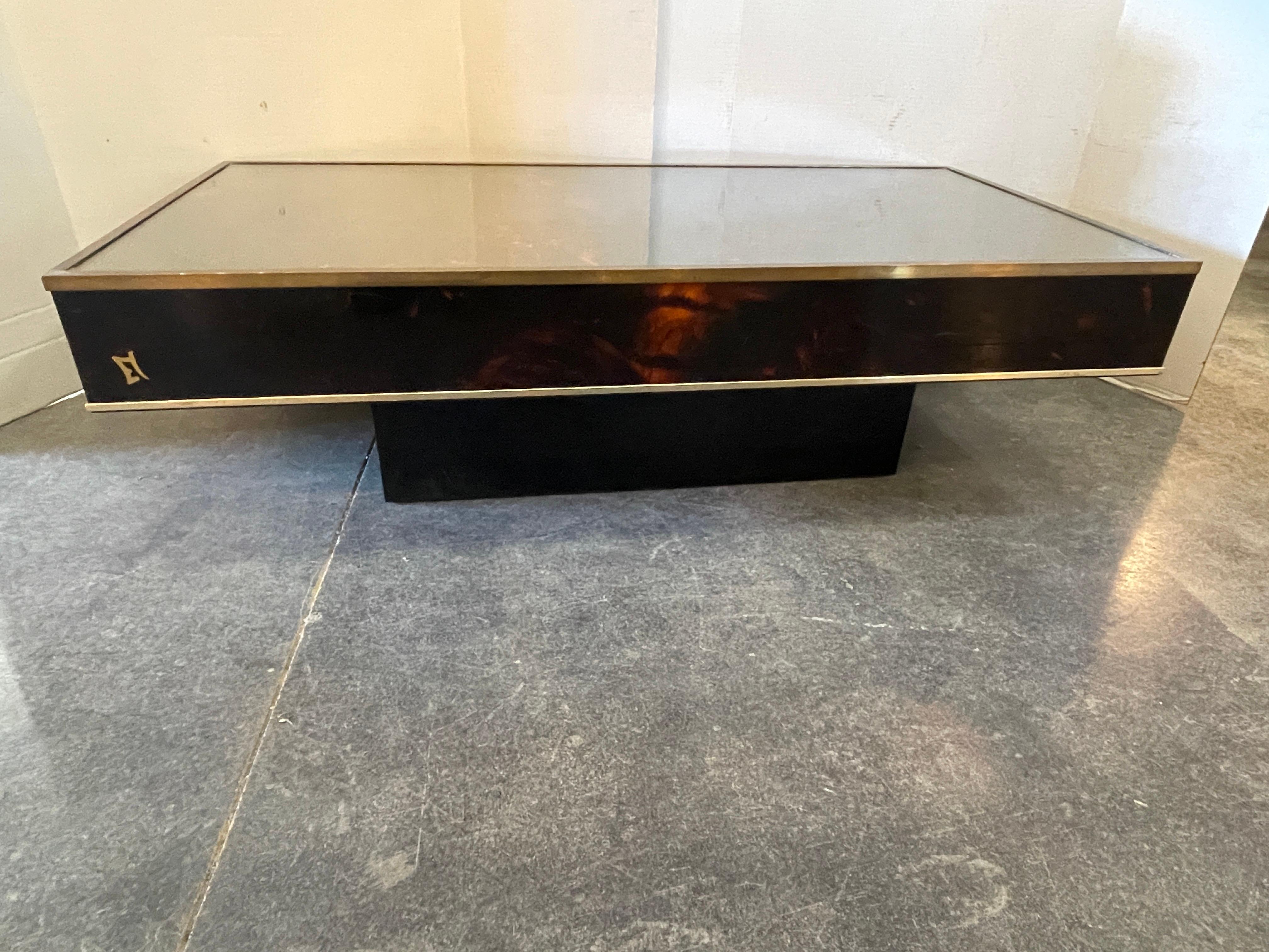 Mid-Century Modern French Faux Tortoiseshell Coffee Table By Eric Maville And Jean-Claude Maher