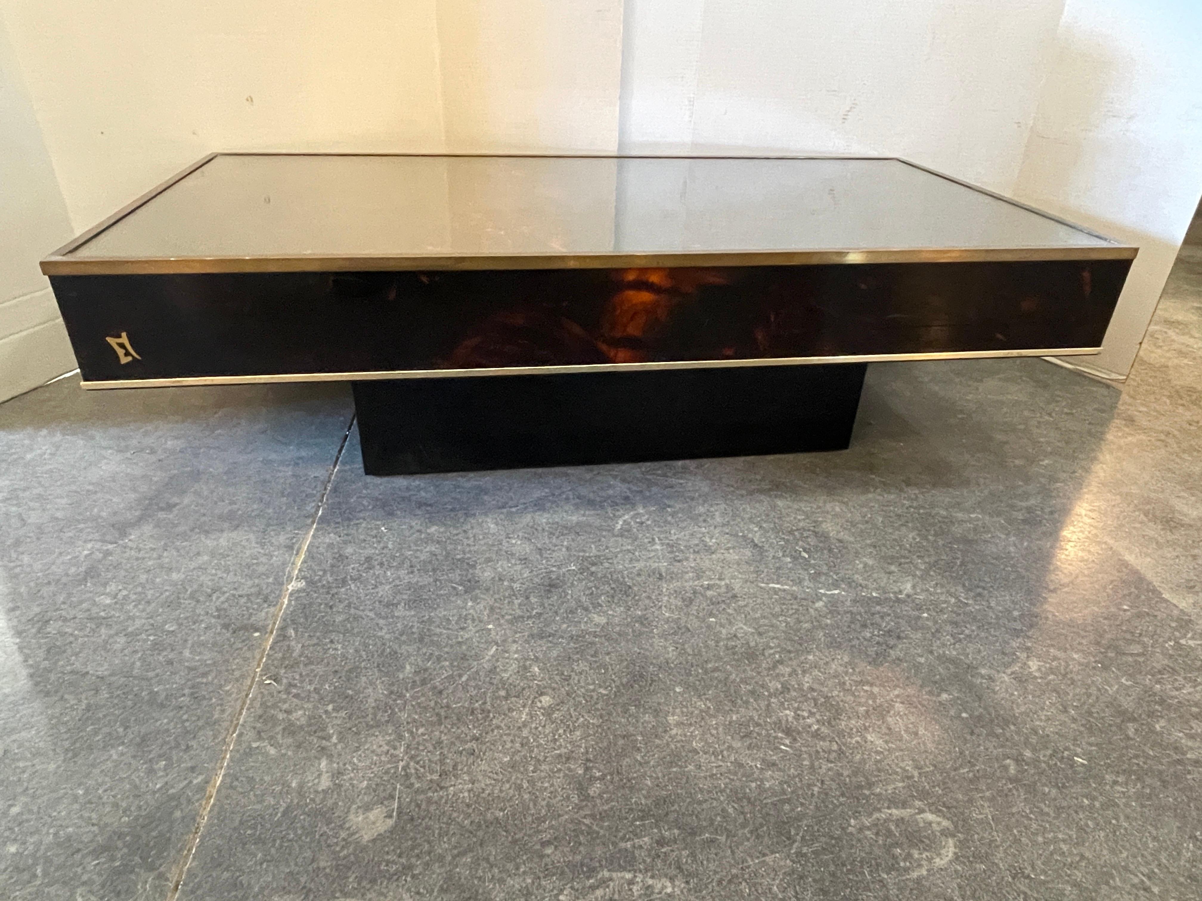 Late 20th Century French Faux Tortoiseshell Coffee Table By Eric Maville And Jean-Claude Maher