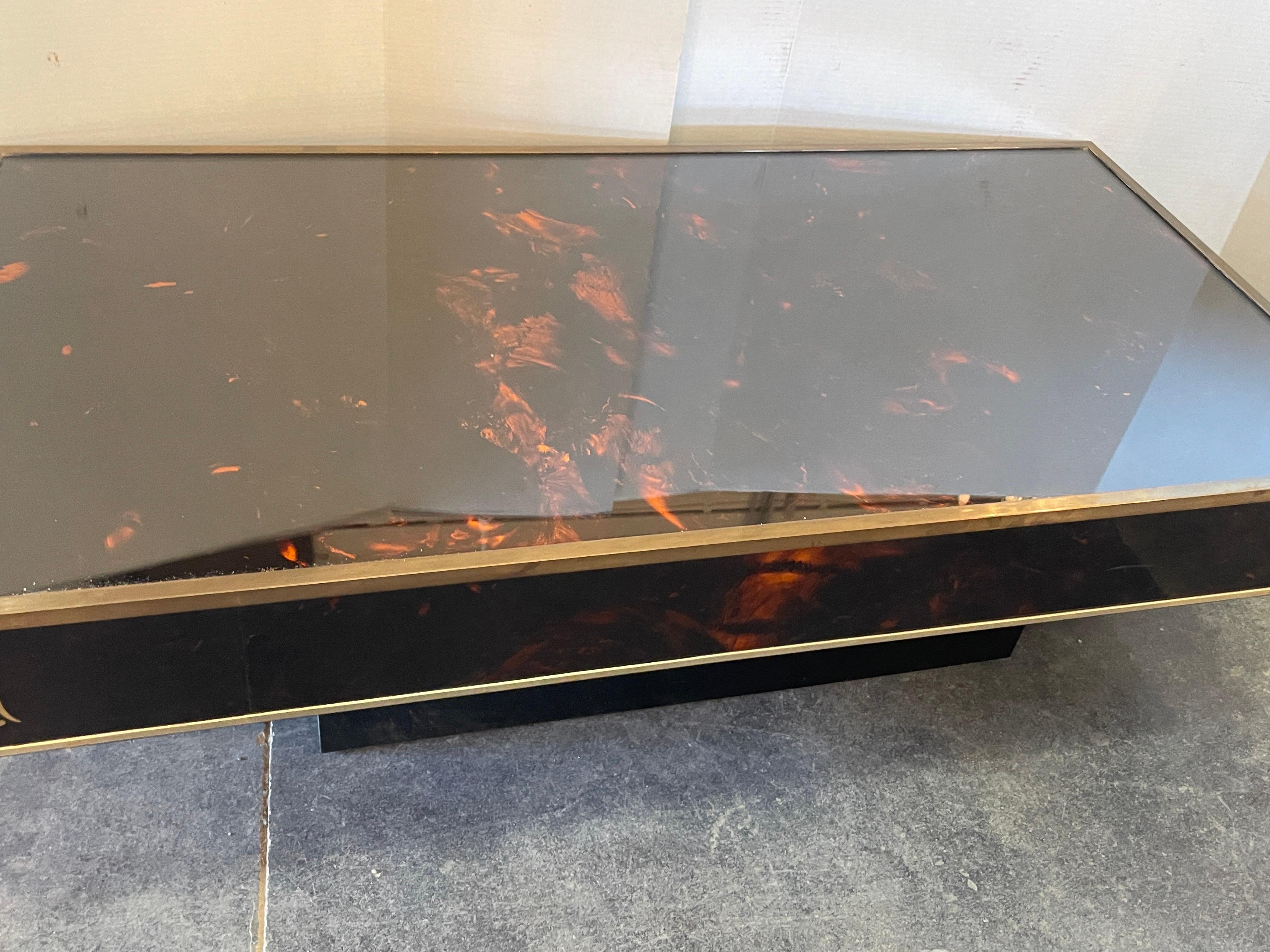 French Faux Tortoiseshell Coffee Table By Eric Maville And Jean-Claude Maher 2