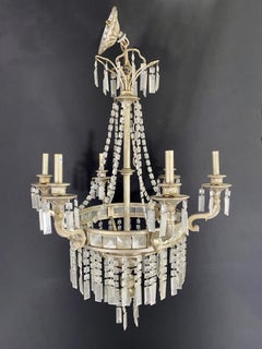 French Federal Style Antiqued Chandelier, 6 Bulbs