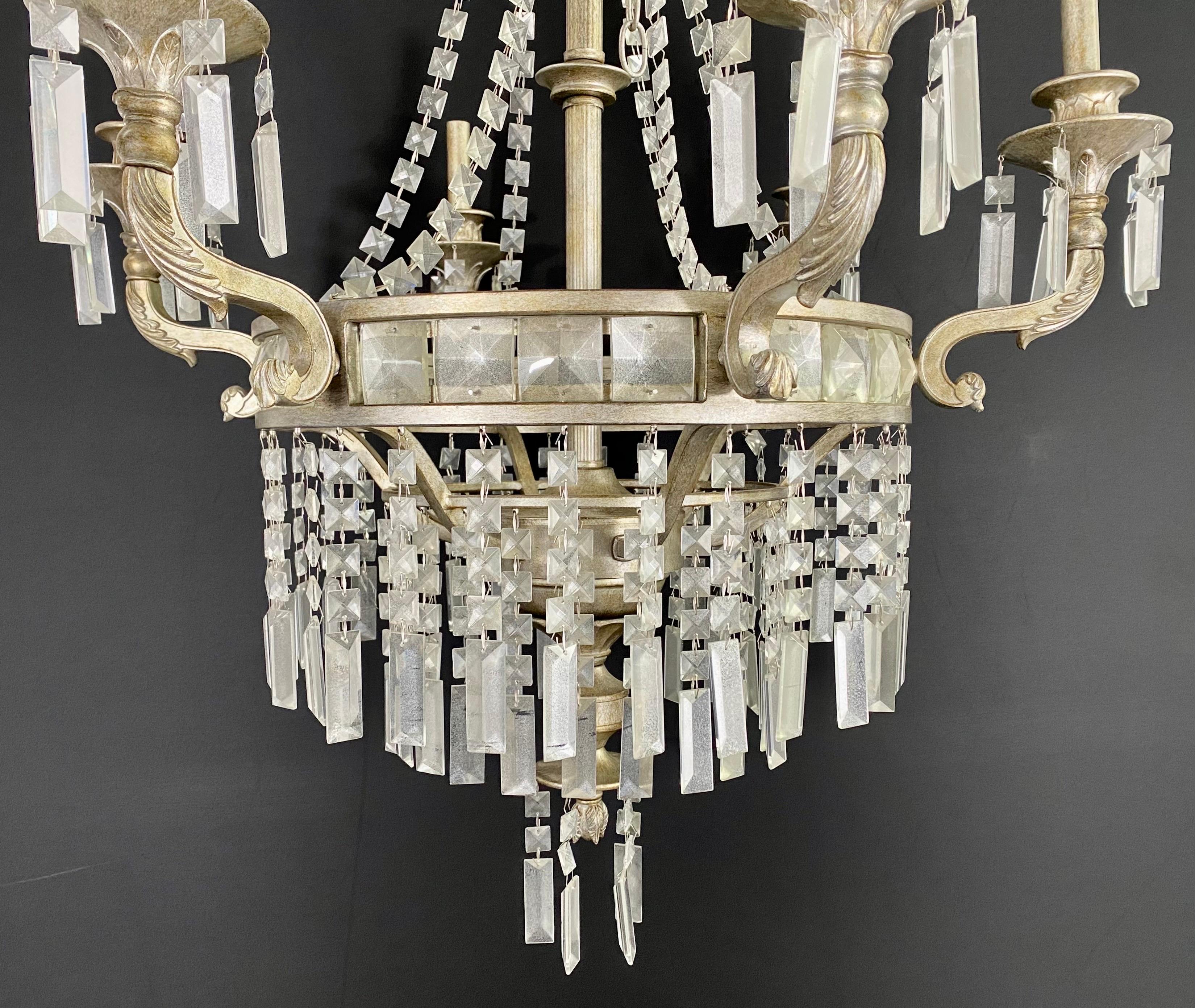 French Federal Style Antiqued Chandelier, 6 Bulbs For Sale 3