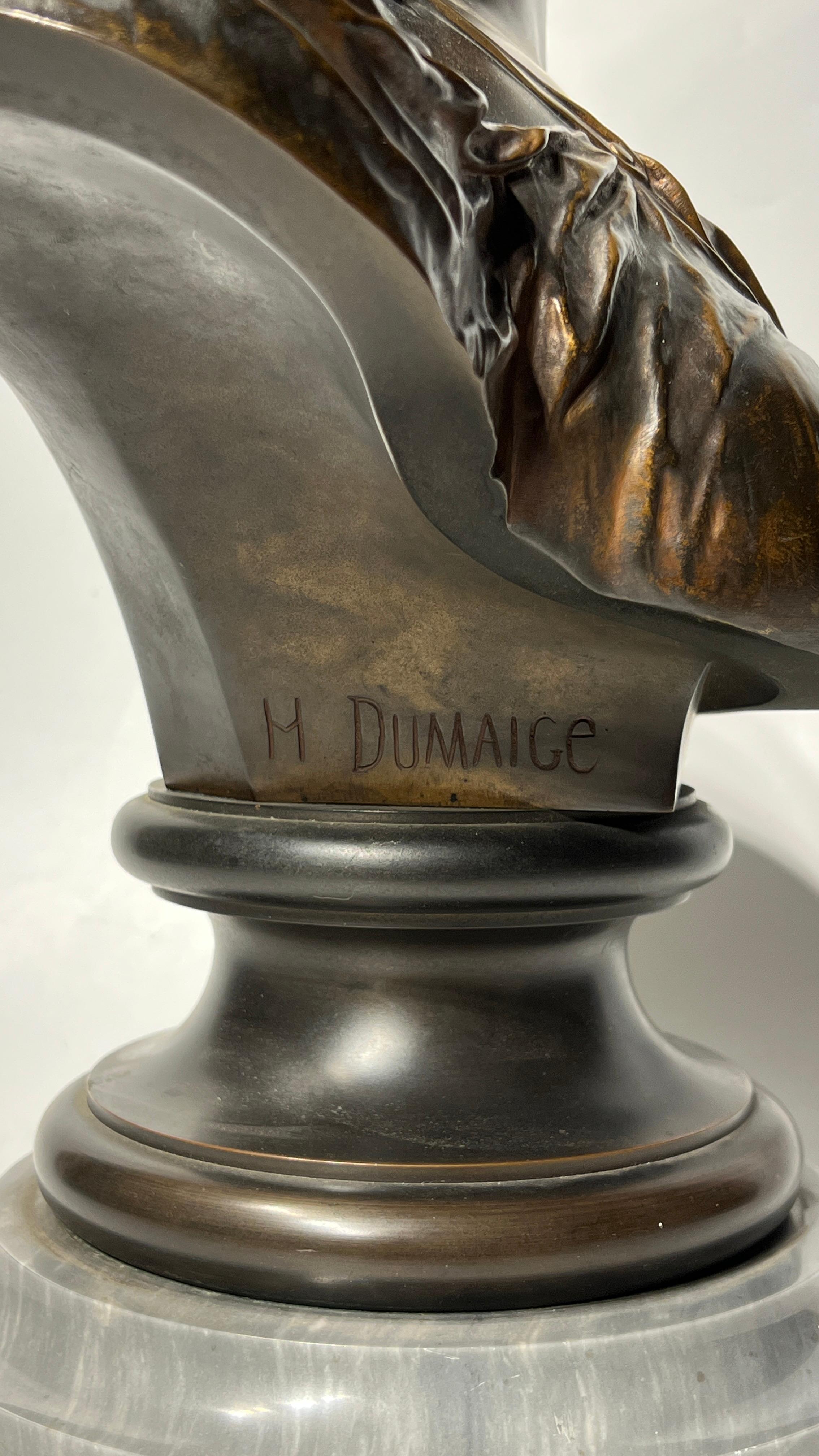 French Female Bronze Bust After Etienne Henri Dumaige For Sale 3