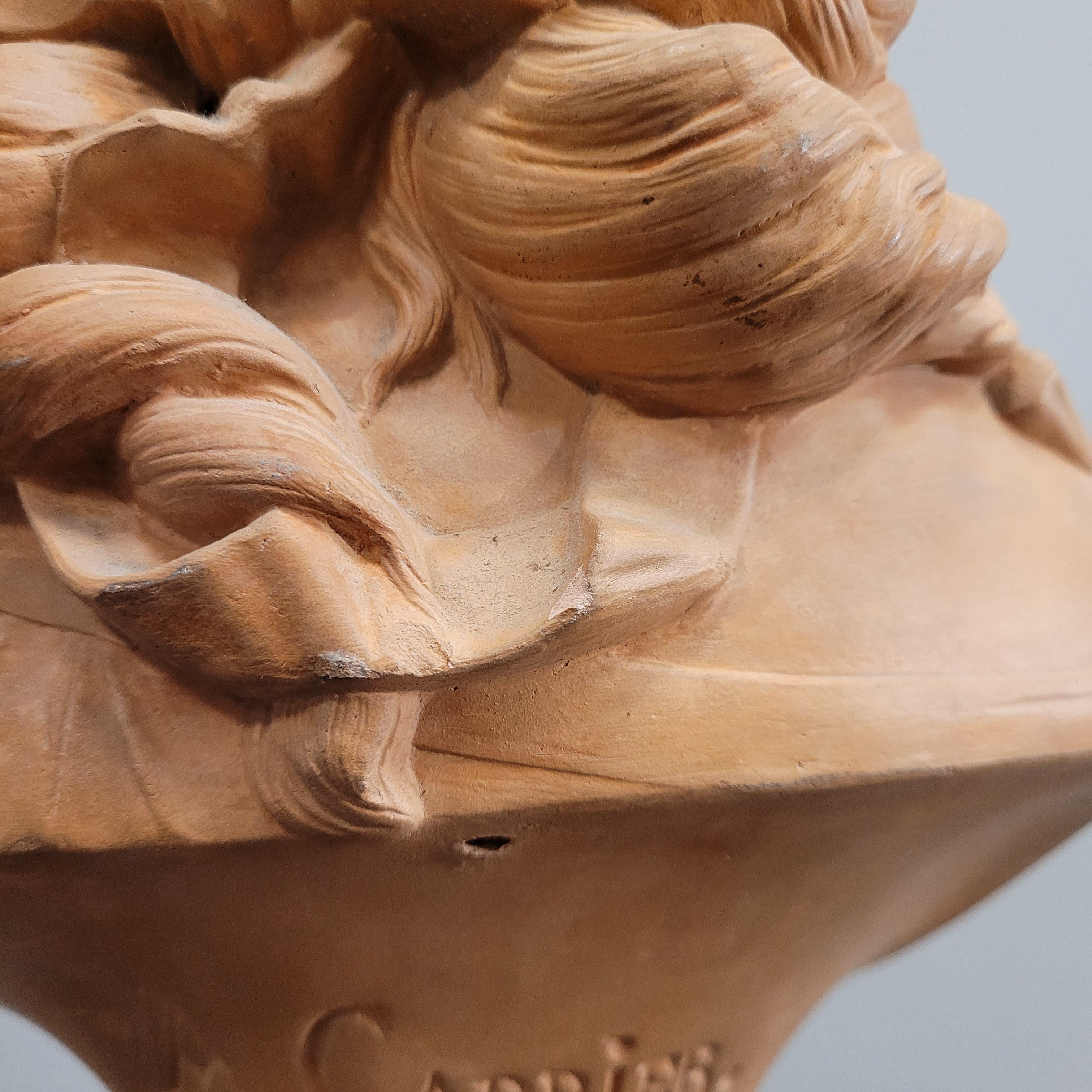 French Female bust”, terracotta, Albert-Ernest Carrier-Belleuse Signed 11