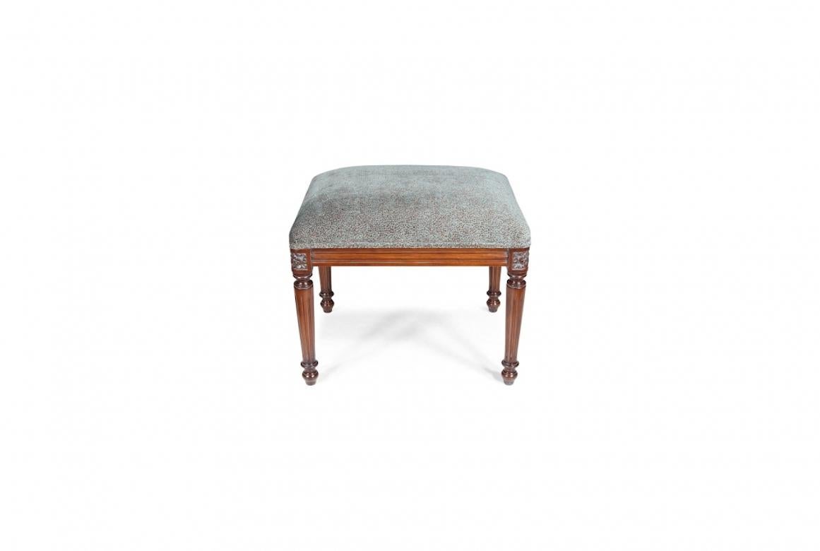 A stunning French Fernelmont Louis XVI ottoman stool, 20th century.

Fernelmont is a Louis XVI stool with fluted legs, entirely handmade and carved by hand. Shown in cherry wood with a honeycomb finish.

Handcrafted in cherry wood, oak, mahogany