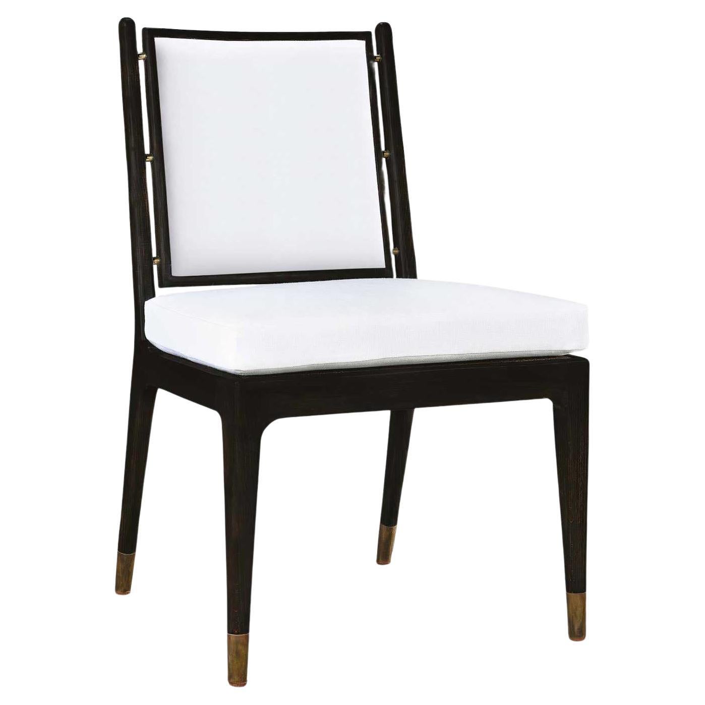 French fifties design Bahl Upholstered Chair with brass details
