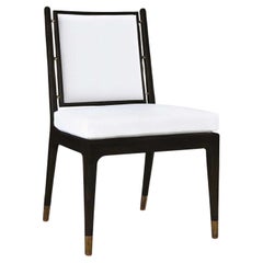 Sedia imbottita Bahl dal design francese anni '50 con dettagli in ottone