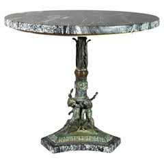 French Figural Bronze and Marble Gueridon Table