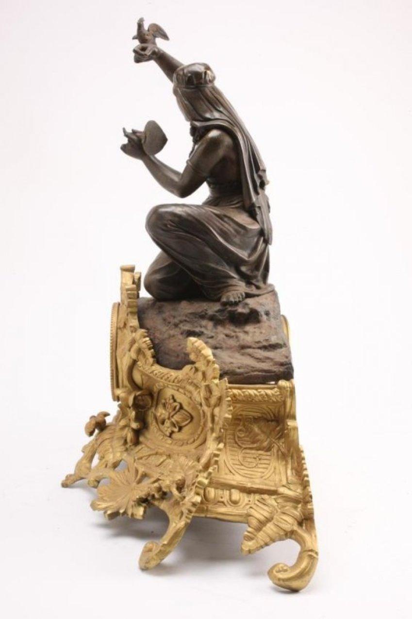 French Figural Bronze Clock, Louis Sauvageau For Sale 7