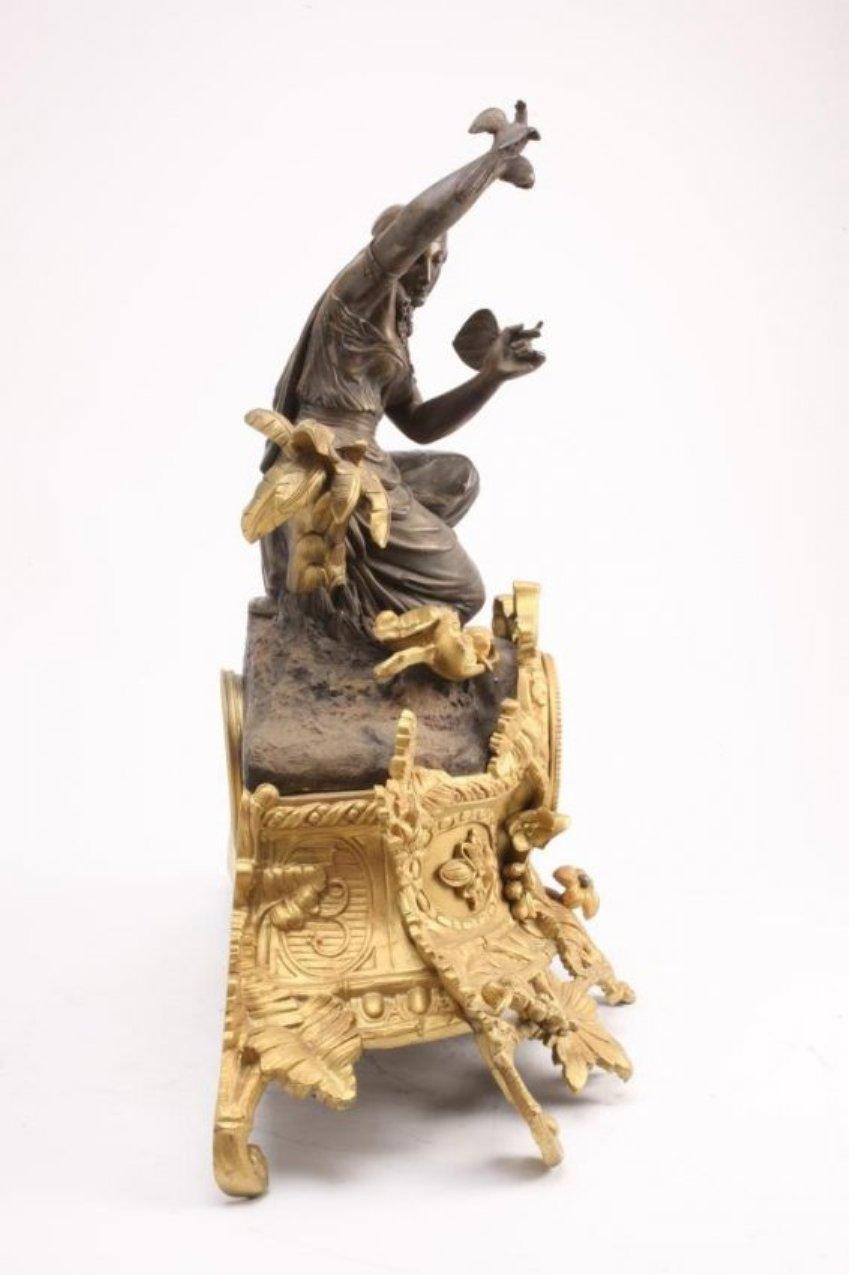 French Figural Bronze Clock, Louis Sauvageau For Sale 8