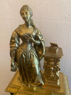 French Figural Bronze Pandora Mantel Shelf Clock