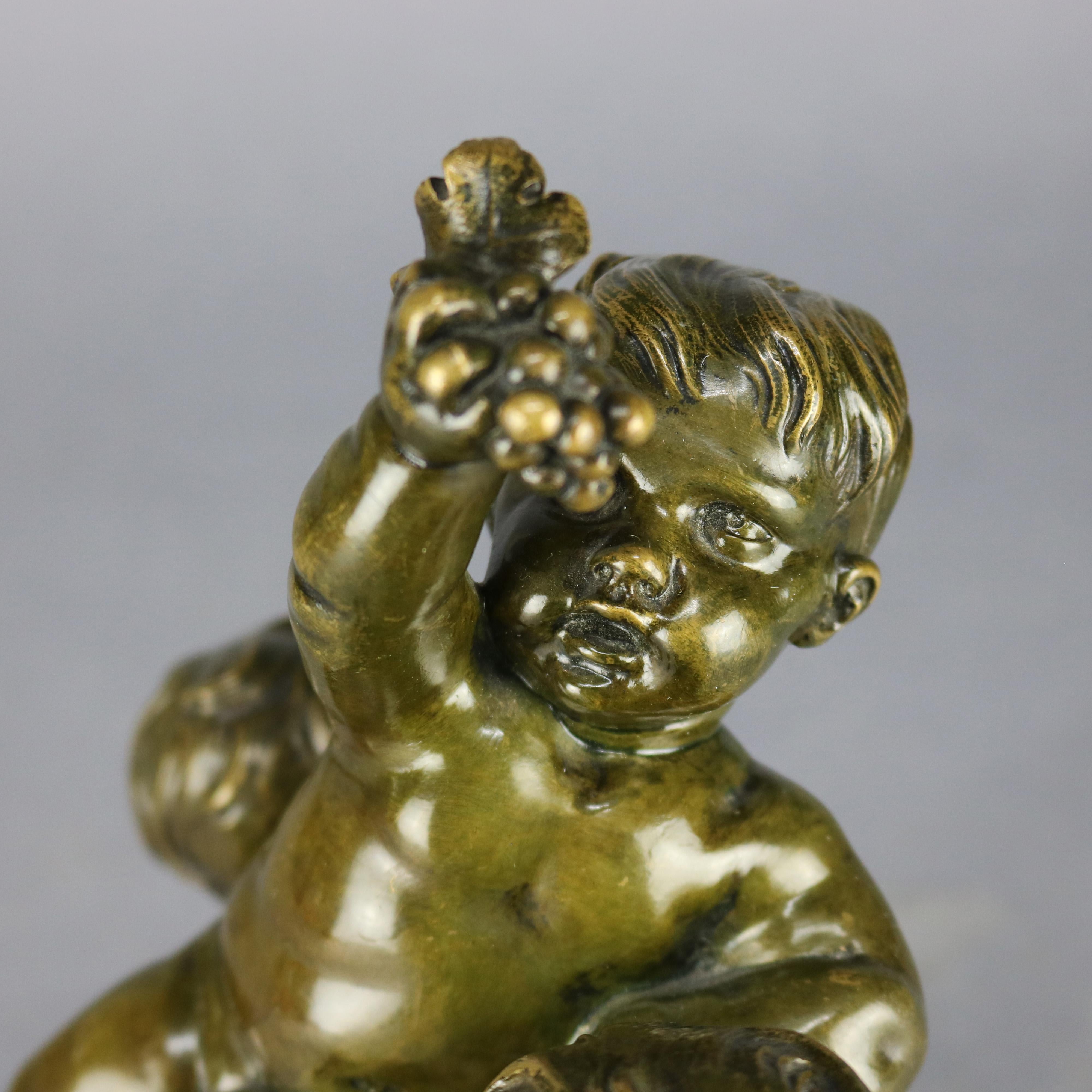 Classical Greek French Figural Bronze Putti Group Sculpture, Claude Michel Clodion