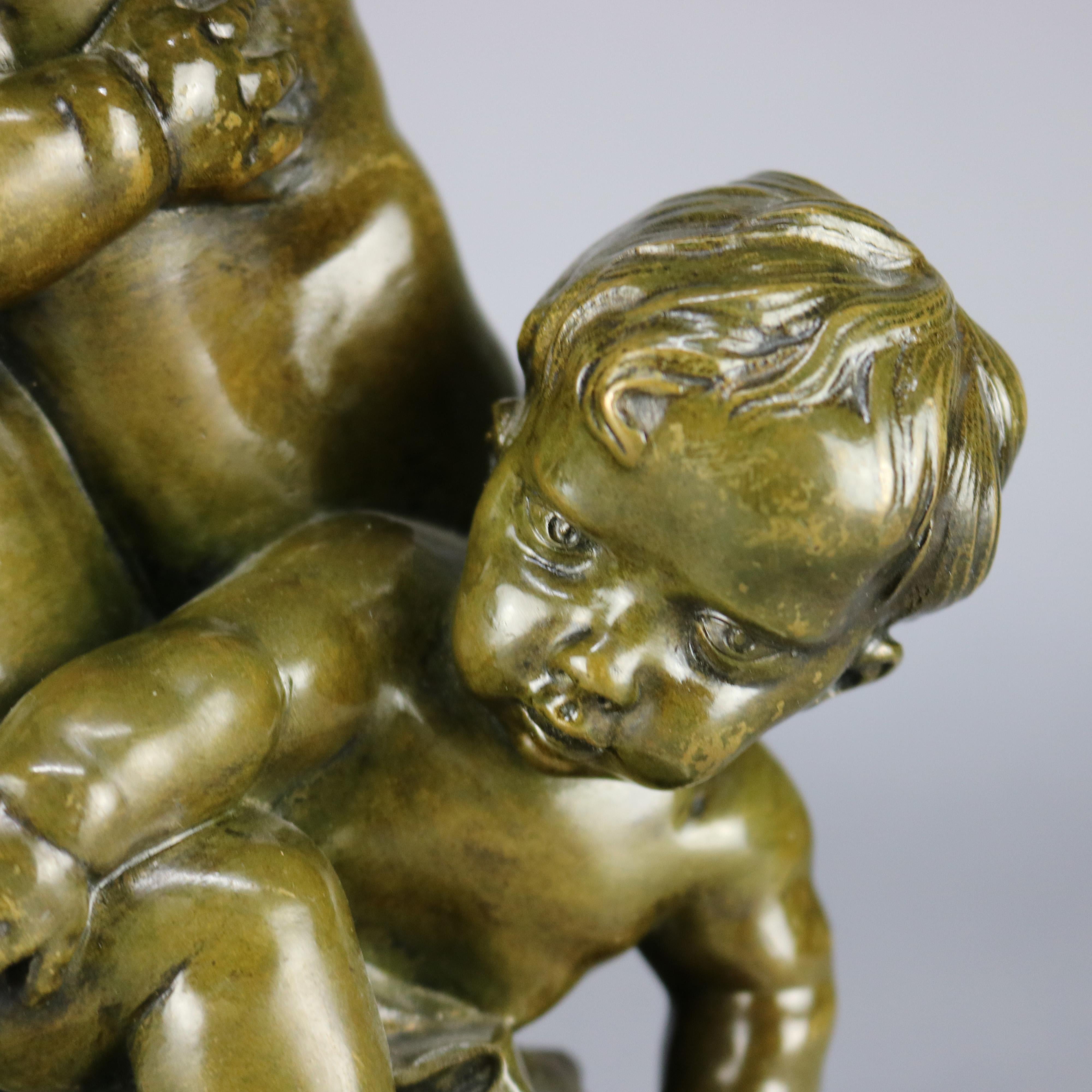 Cast French Figural Bronze Putti Group Sculpture, Claude Michel Clodion