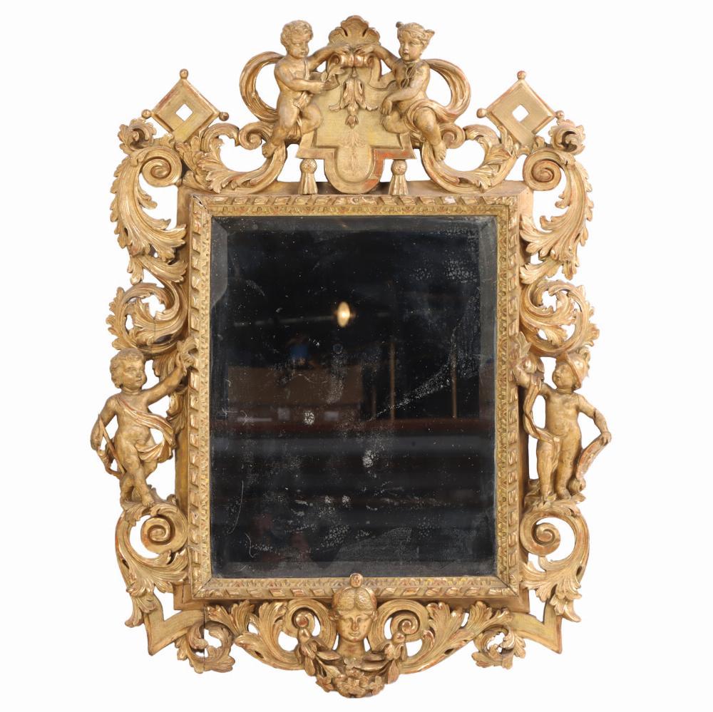 Miroir Figural en bois doré sculpté, C.I.C. 1860. Bon état - En vente à Philadelphia, PA