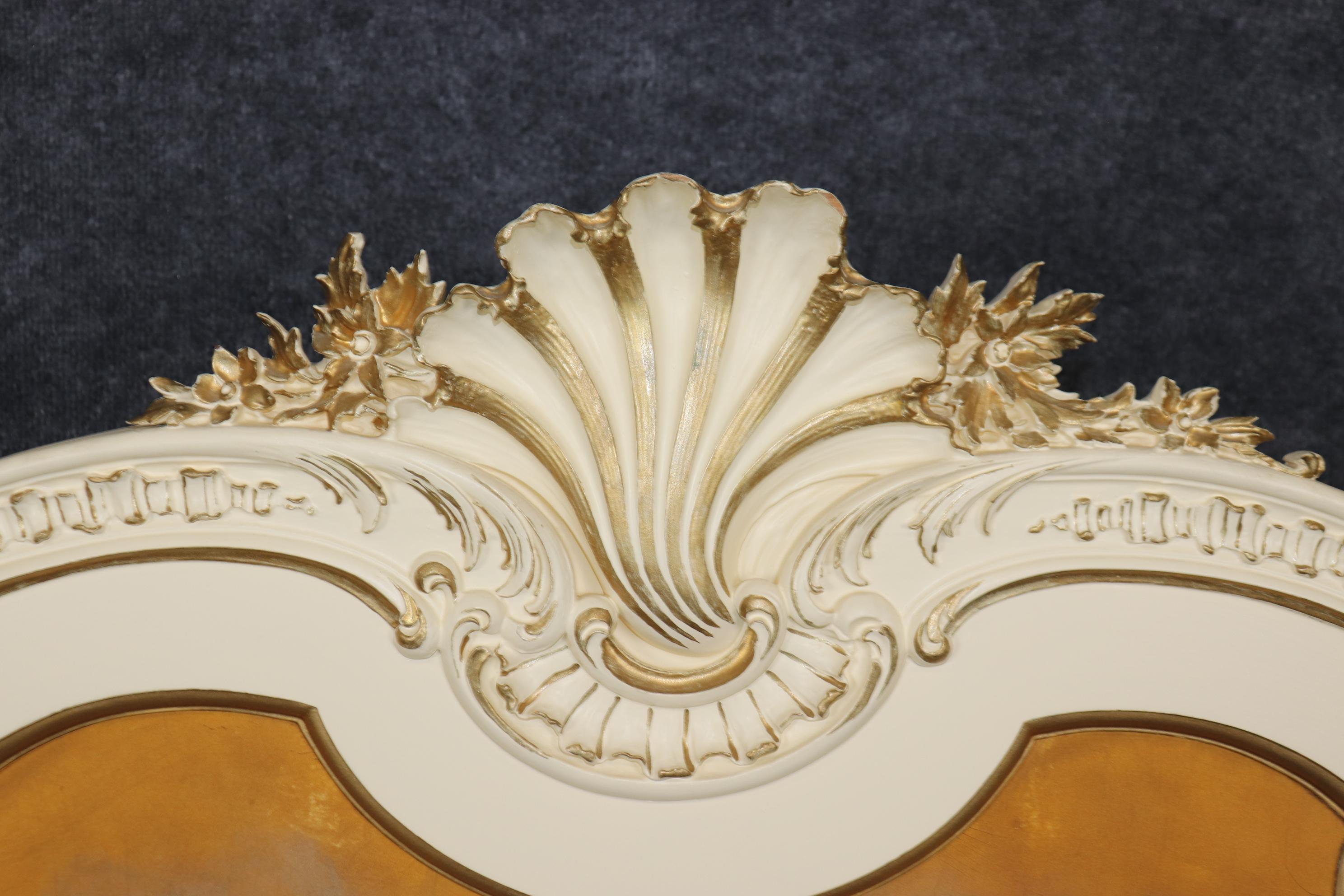 French Figural Painted French Louis XV to Art Nouveau Queen Size Bed Frame 6