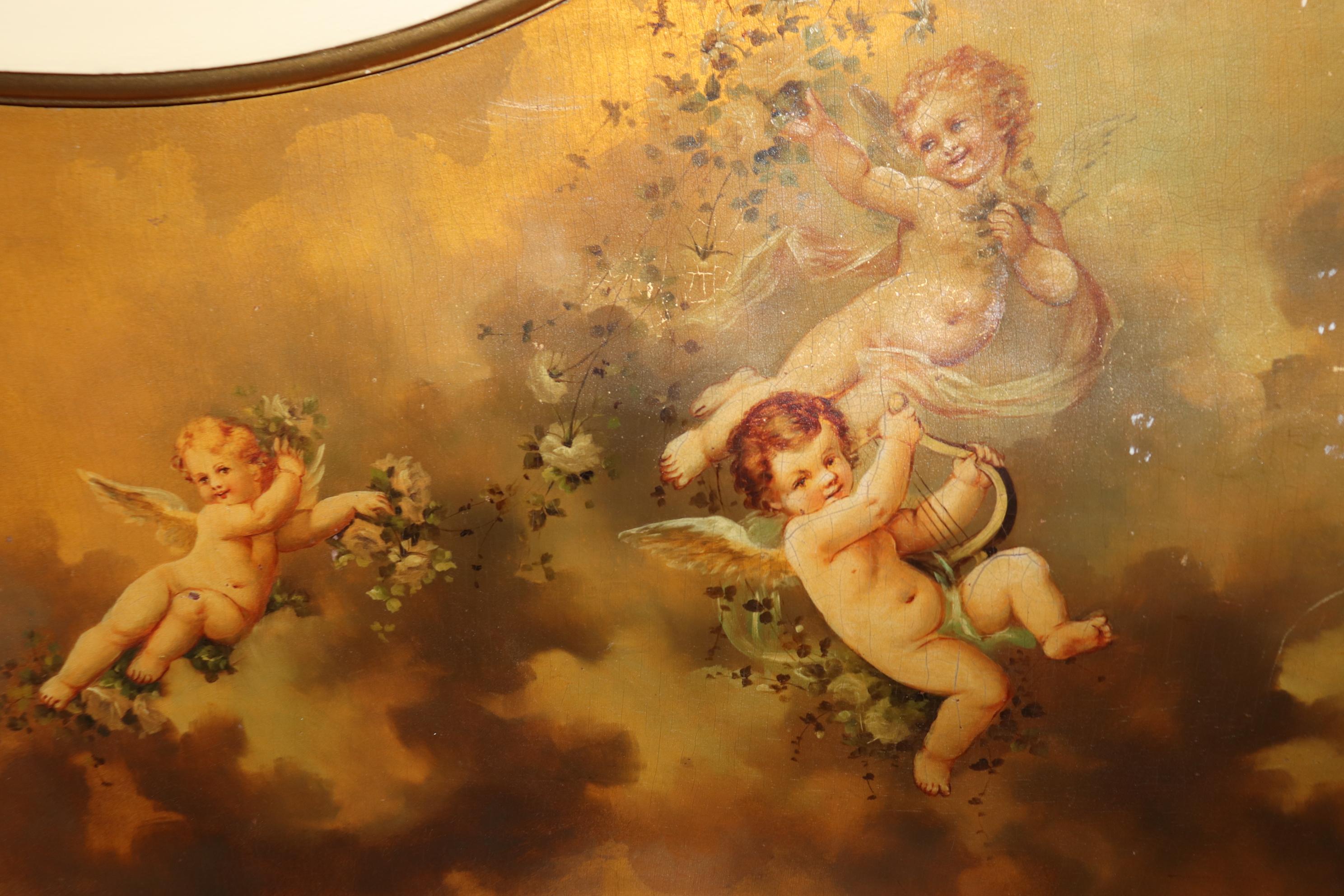 French Figural Painted French Louis XV to Art Nouveau Queen Size Bed Frame In Good Condition In Swedesboro, NJ
