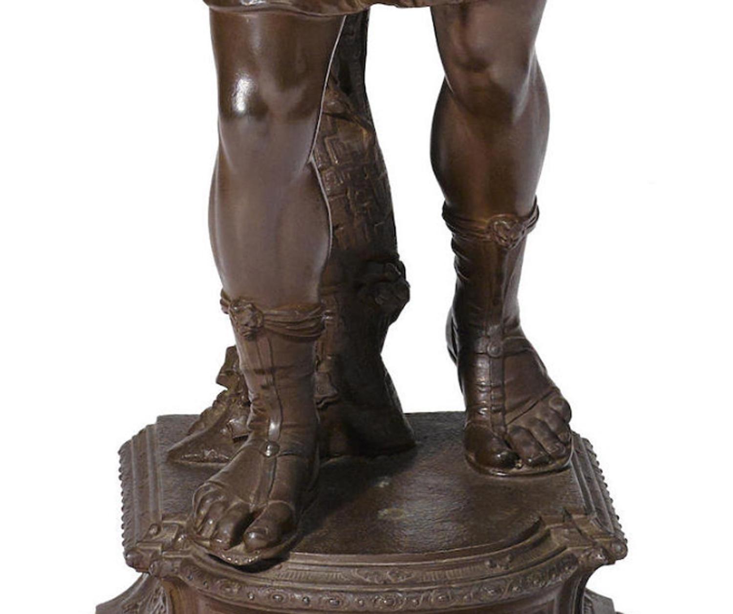 French Figural Torchiere Lamp, 19th Century signed Lion P In Good Condition In Cypress, CA
