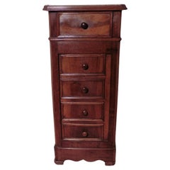 Antique French Figured Walnut Bedside Chest of Drawers or Night Table   This piece is ma