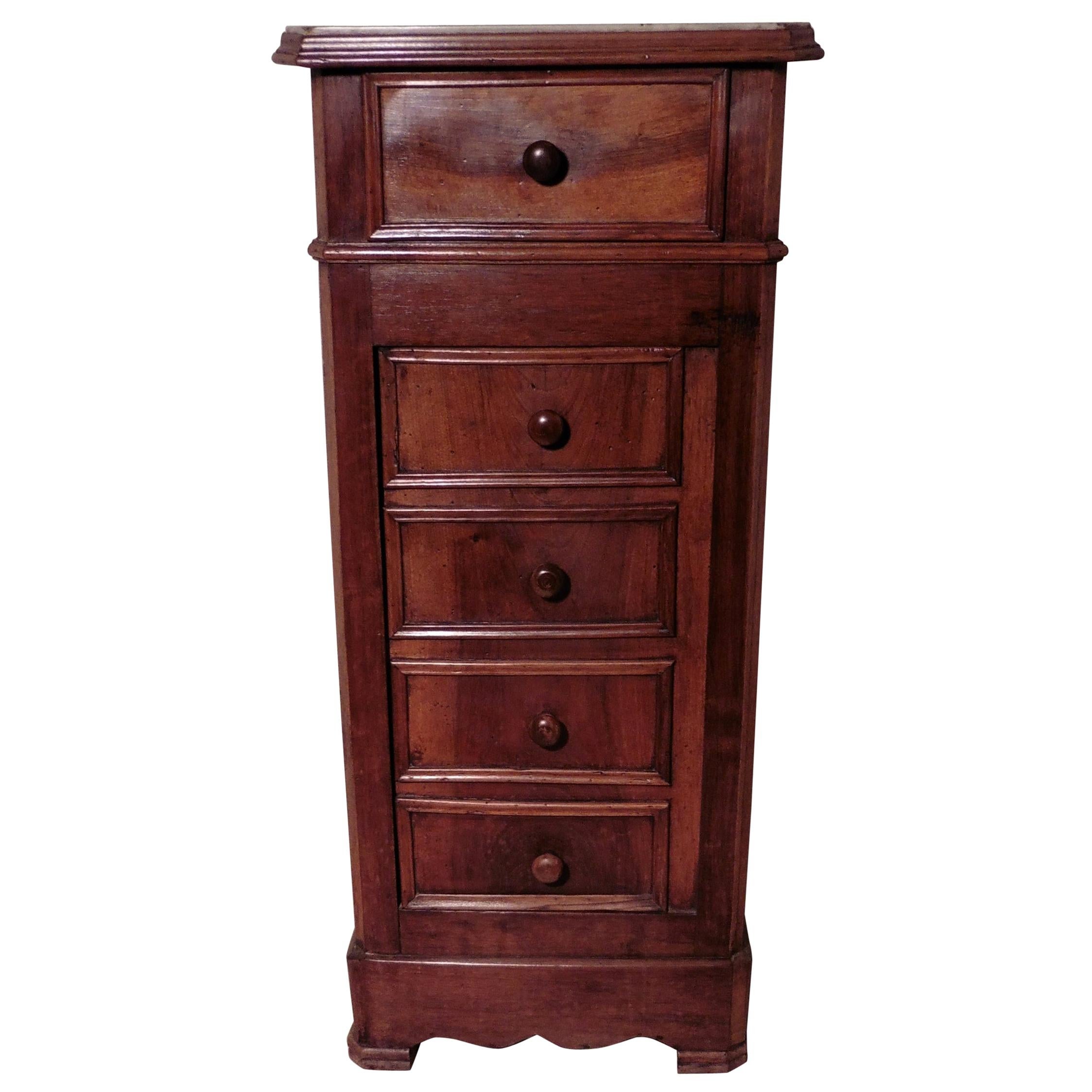 French Figured Walnut Bedside Cupboard or Night Table