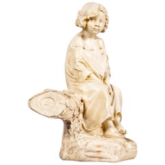Antique French Figurine of a Young Girl, Early 1900s