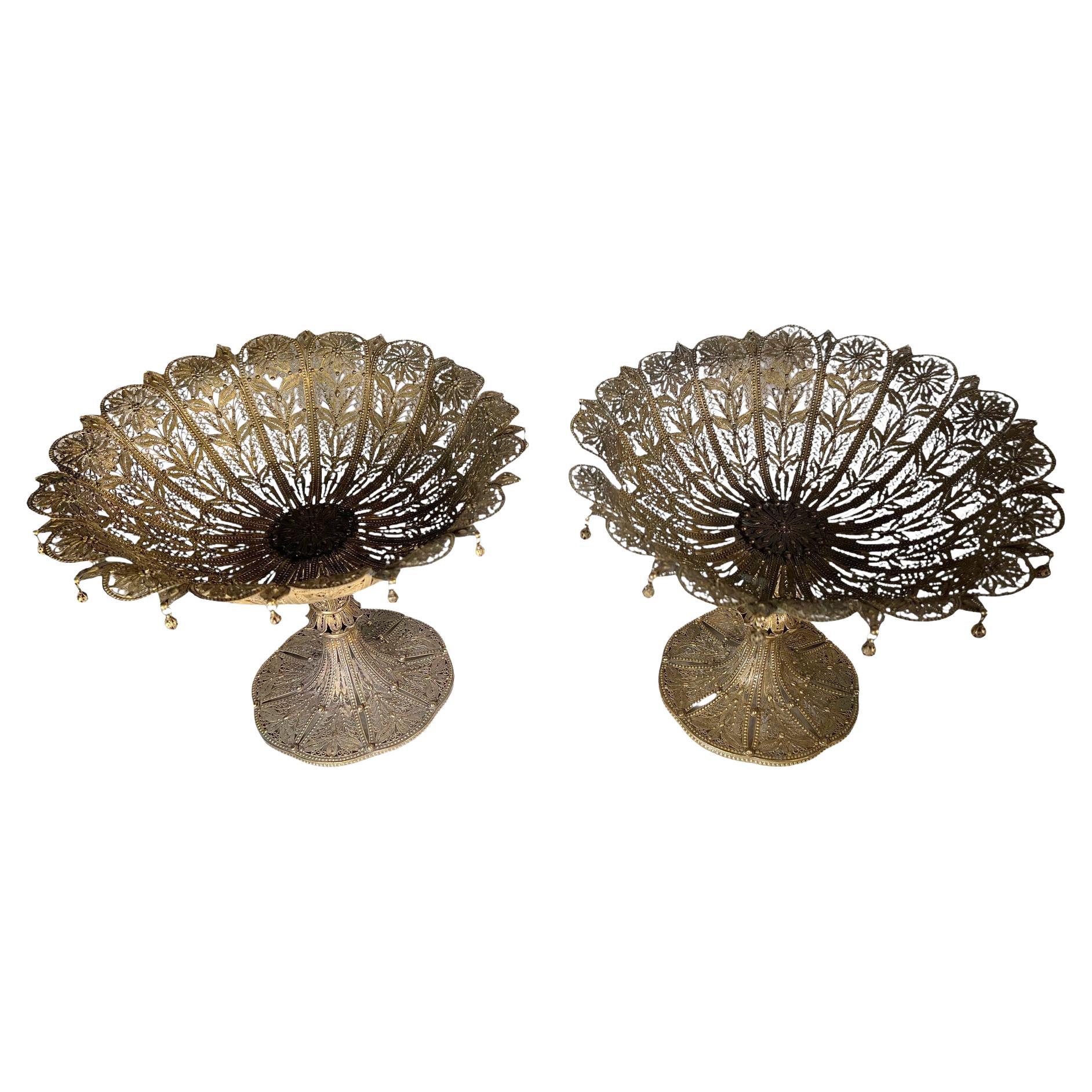 Tazze Dore francesi in filigrana di bronzo in vendita 2
