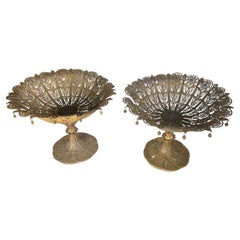 French Filigree Bronze Dore Tazzas