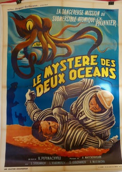 French Film Poster "Le Mystère Des 2 Océans" on Linen, 1955 Soviet Spa Film
