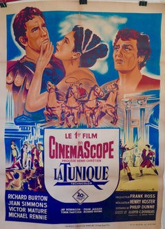 French Film Poster On Linen "La Tunique" Richard Burton, Victor Mature, 1953