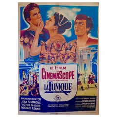 French Film Poster On Linen "La Tunique" Richard Burton, Victor Mature, 1953