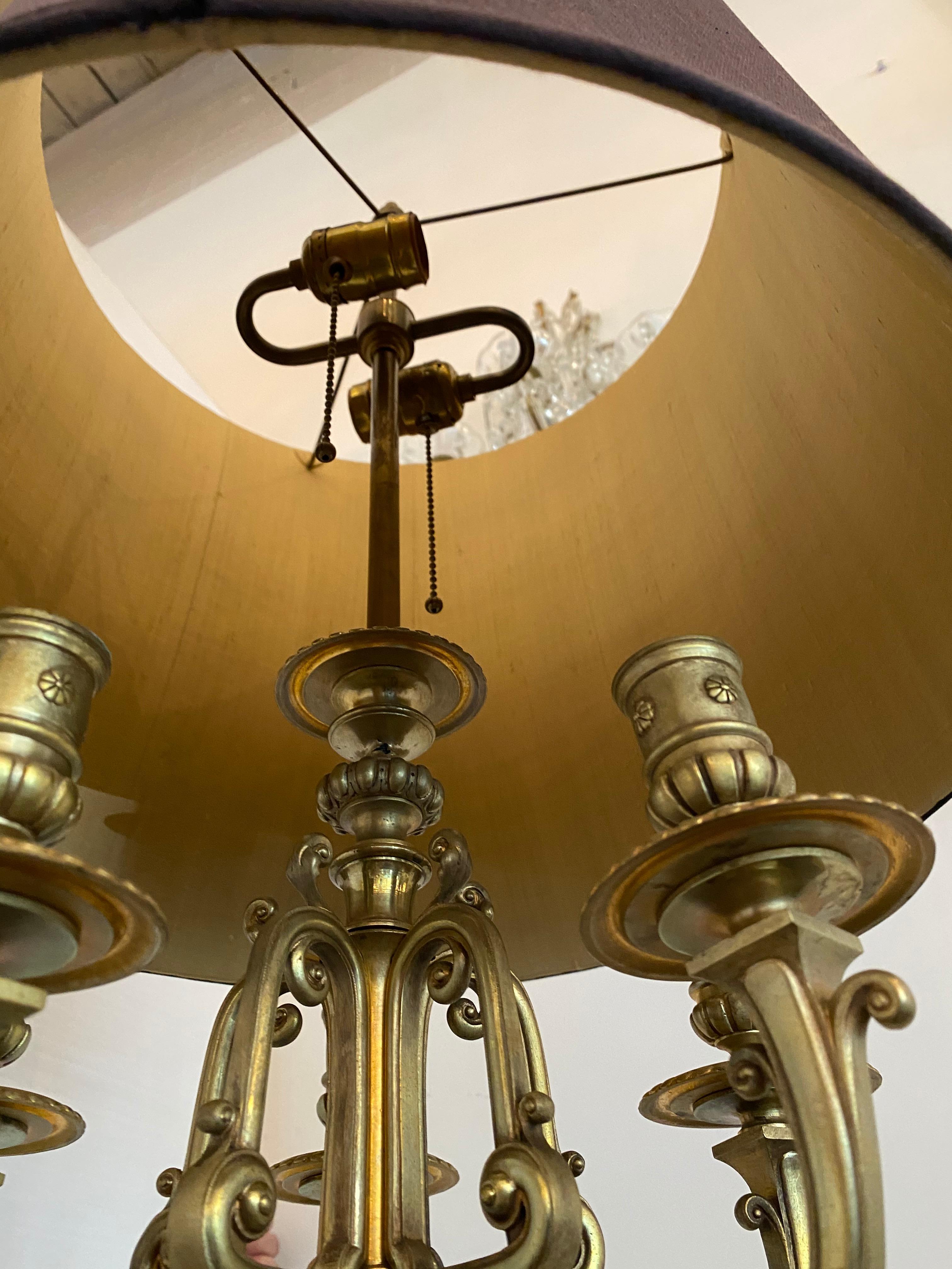 French Fine Antique Dore Bronze Candelabra Lamps For Sale 1